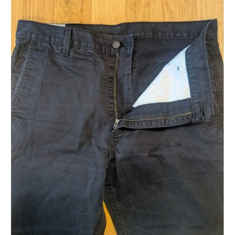 Levi's Mens Chino Pants W36 L30 Black Straight Leg Flat Front Cotton Casual
